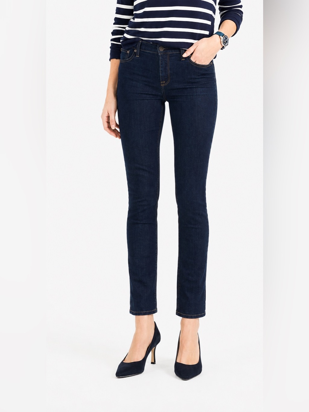 J.Crew Reid Slim Straight Jeans Women’s Size 32 Dark Wash Stretch Denim